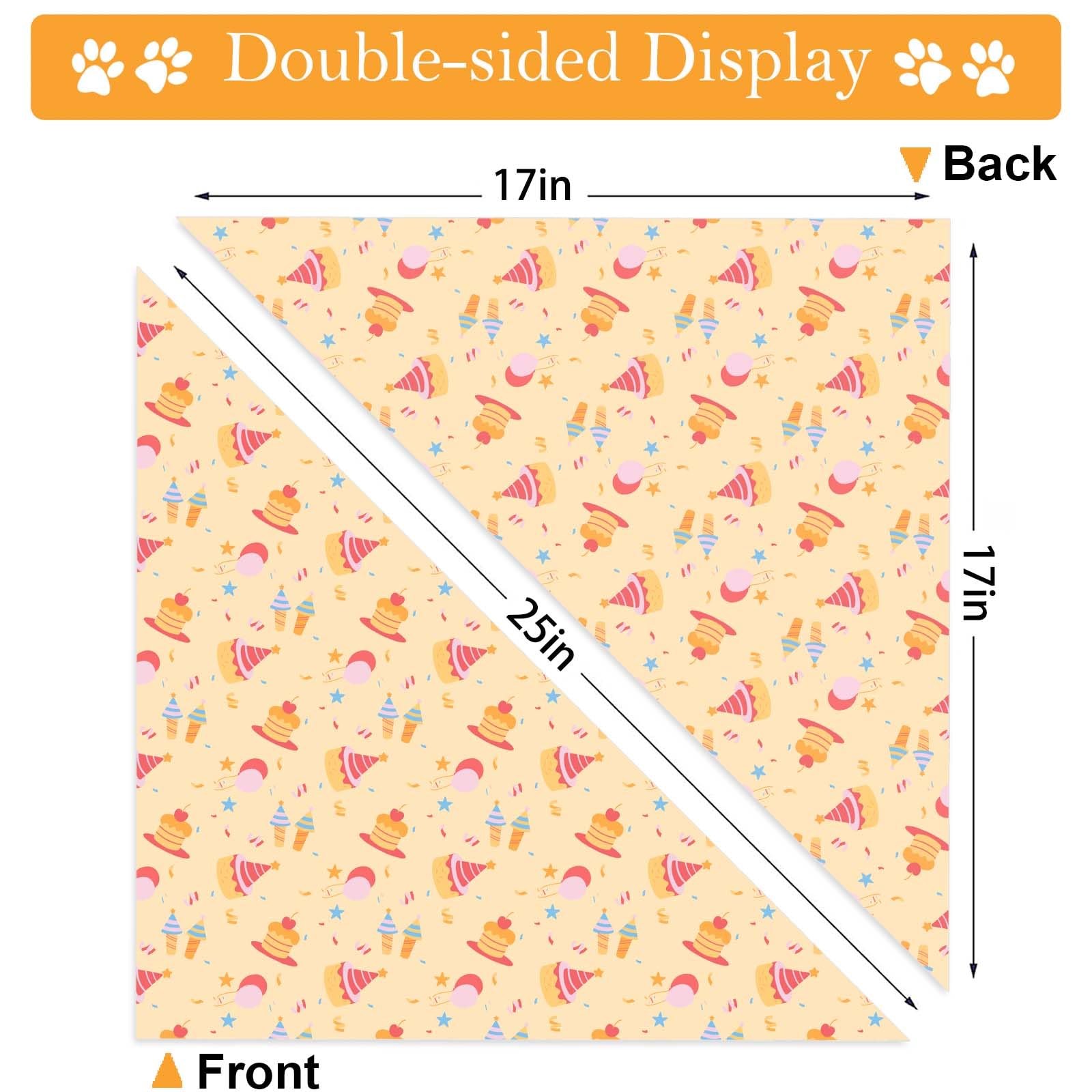 Birthday Dog Bandanas, Double Side Reversible Large Pet Scarves, Celebration Set, Adjustable Triangle Holiday Bandanas for Dogs Girl Boy Pets