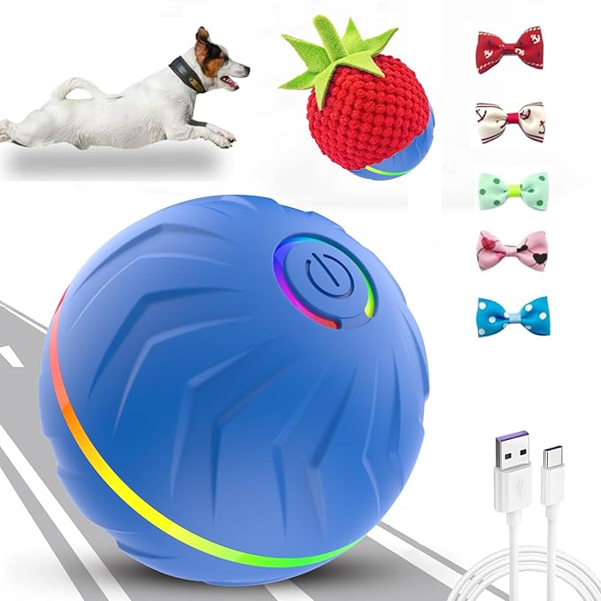 Valentines Day Gifts Interactive Dog Toys Dogs Ball,Moving Dog Toy with Touch Activated,Anti Boredom Dog Toys for Small Medium Dogs,Tough Motion Activated Automatic Vibrating Dog Ball