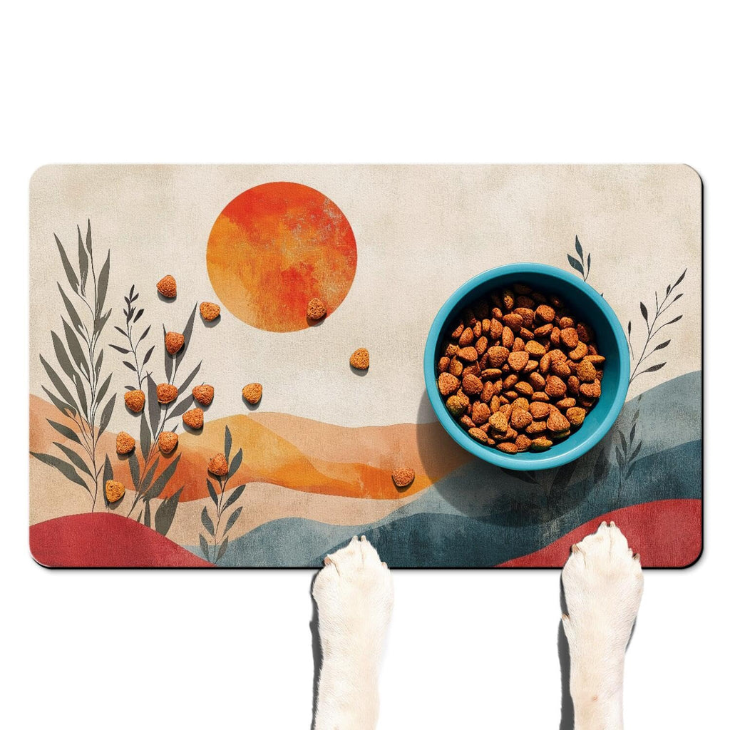 Absorbent Pet Dog Bowl Mat for Food and Water, Pet Cat Food Feeding Mat with Non Slip Rubber Backing, Dog Food Mats for Floors Waterproof, 24"x32"