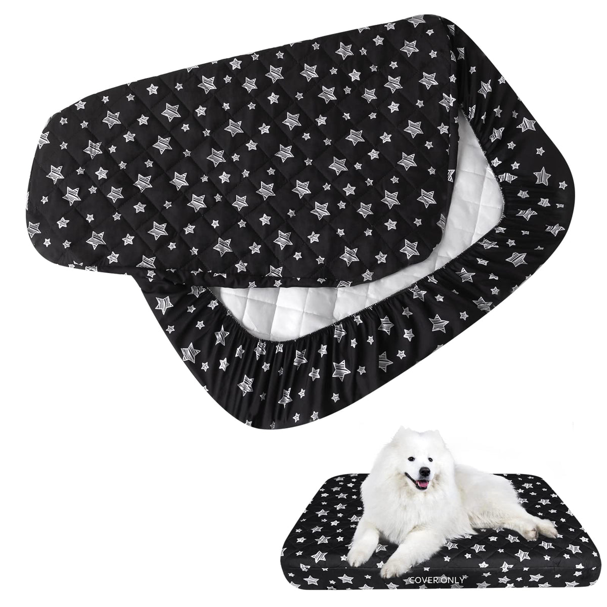 Waterproof Dog Bed Covers Replacement Lovely Grey Star Print, 35x44 Inches