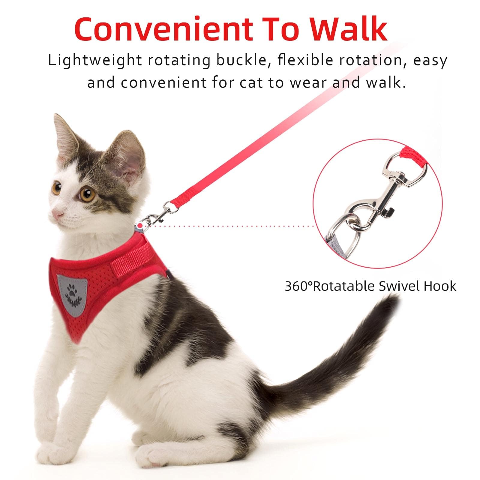 NCMAMA Cat Vest Harness and Leash Set, Escape Proof Kitten Harness Red XS