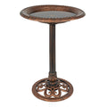 Alpine Corporation | 28" Bronze Outdoor Pedestal Birdbath with Scrollwork Base and Ground Stakes — Elegant Garden Décor, Durable Weather-Resistant Design for Lawn, Patio, or Yard