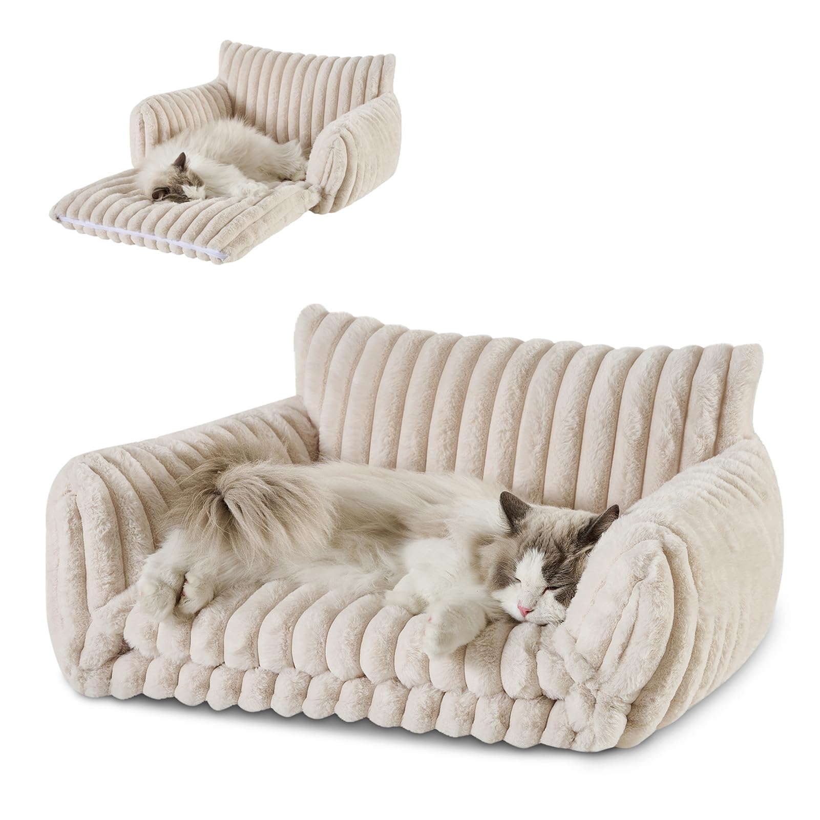 Hollypet Cat Bed Small Dog Orthopedic Couch Beds for Pets up to 20 lbs