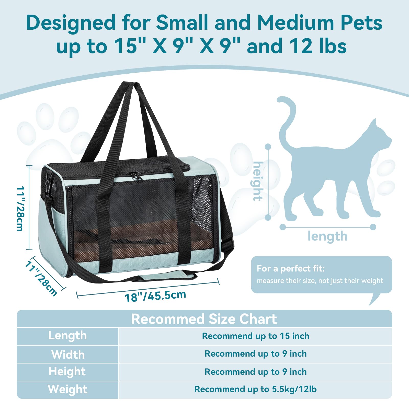 PETSFIT Cat Carrier Soft with Patented Safety Buckles, Safe for Car Travel
