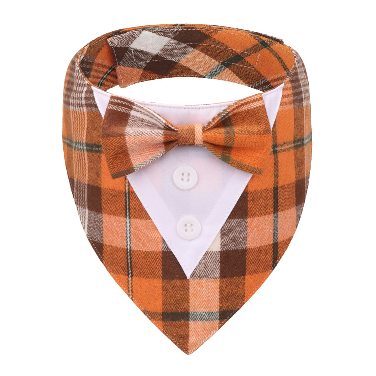 ADOGGYGO Fall Dog Tuxedo Bandana, Plaid Thanksgiving Dog Bow Tie Collar, XS