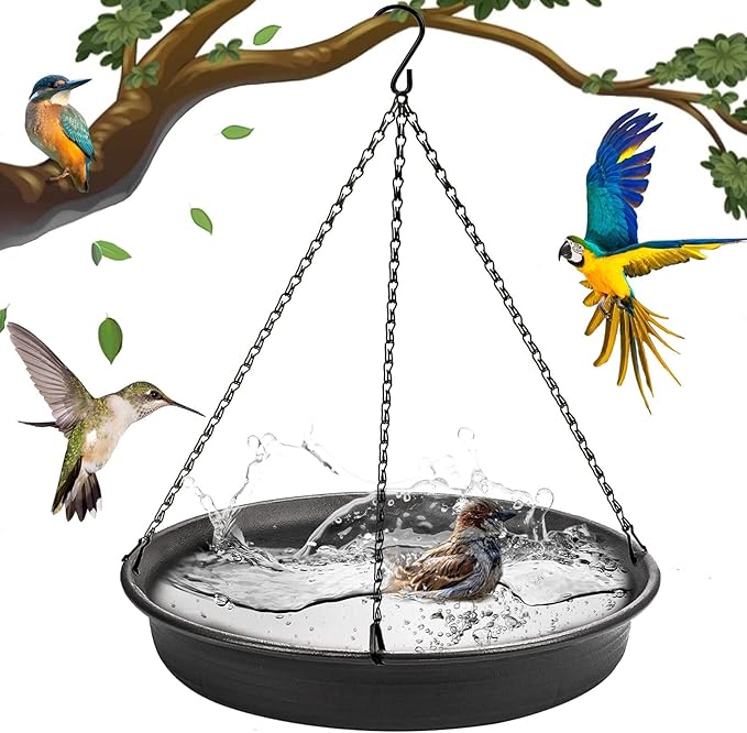 CARGEN Hanging Bird Bath Bowl - Window Bird Water Feeder Tray for Outdoors