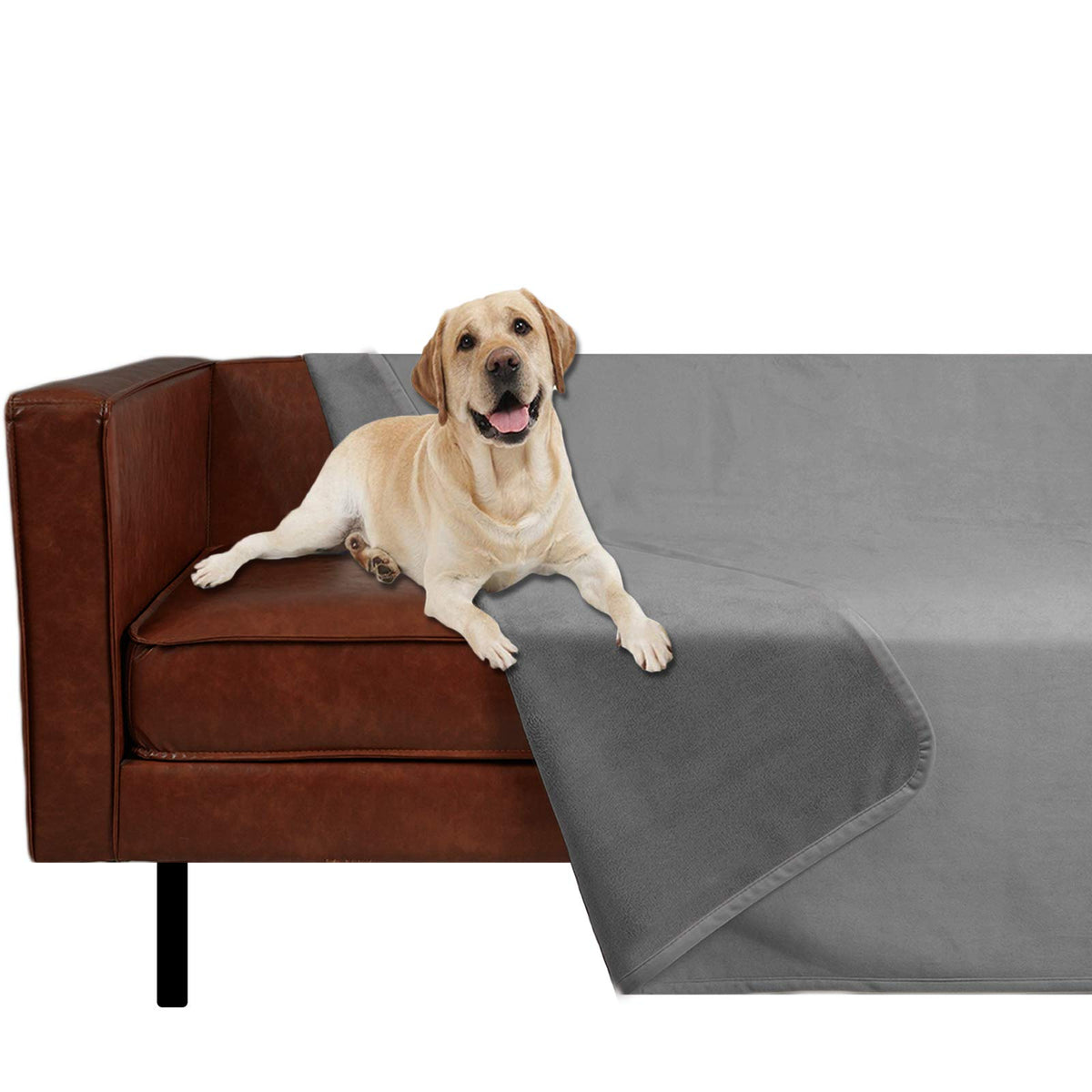 Ameritex Pet Bed Blanket Reversible 100% Waterproof Velvet Super Soft for Sofa and Bed (82x102 Inches, Light Grey+Beige)