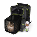 Set4Pets Expandable Cat Carrier Backpack for Cats & Small Dogs, Gray/Green