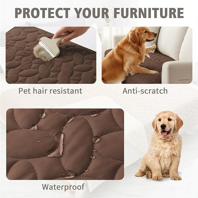 Ameritex Waterproof Pet Bed Cover Anti-Slip Dog Bed Blanket for Sofa and Furniture Waterproof New Pattern Design (Chocolate, 30x53 Inch (Pack of 1))