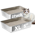 FUTAM Stainless Steel Litter Box 2 Pack, XLarge Metal Litter Box