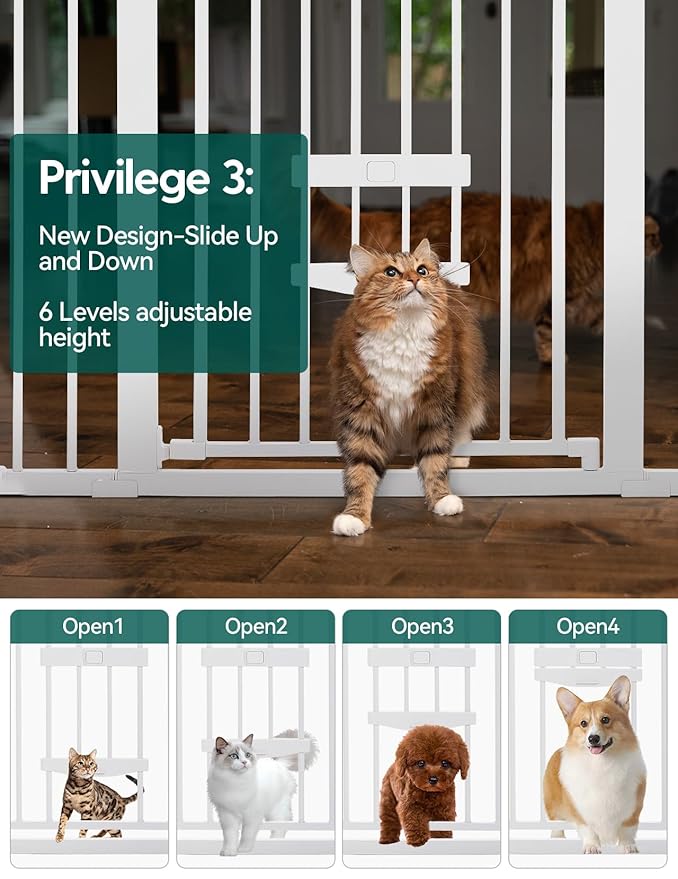 Babelio 36" Tall Baby Gate with Cat Door, CatPrivilege II, 29-40"