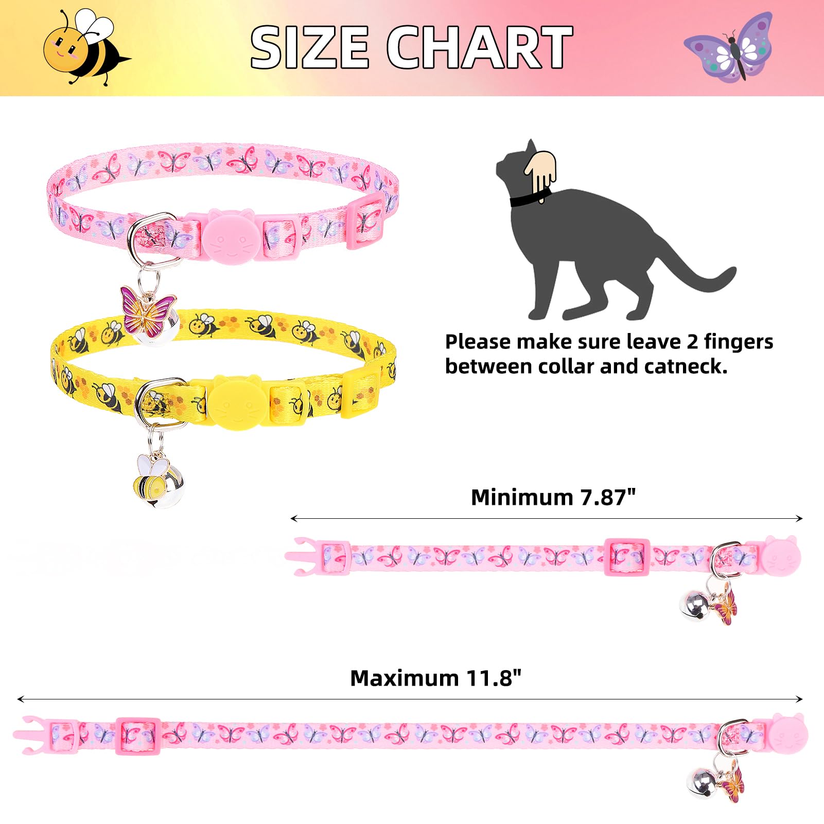 PUPTECK Cat Collar Breakaway with Bells, Adjustable Kitten Collar Outfit