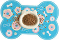 TORJOY Dog Food Mat, 0.15” Thickened Super Absorbent Pet Feeding Mat for Food and Water, Fruit Donut Pattern Cat Placemat, Quick Dry Non-Slip Dog Bowl Mat, Water Splash Proof（Small Donut Blue）