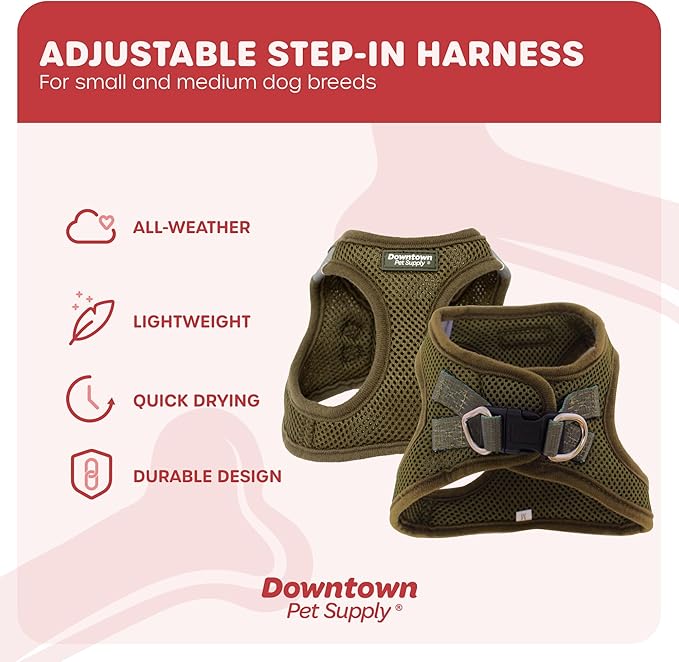 Downtown Pet Supply Step in Dog Harness No Pull, XX-Large, Hunter Green - Adjustable Harness with Padded Mesh Fabric and Reflective Trim - Buckle Strap Harness for Dogs