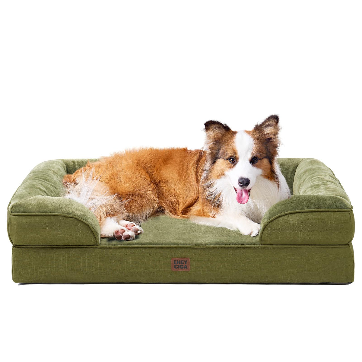 EHEYCIGA Orthopedic Dog Beds for Large Dogs, Waterproof Memory Foam Large Dog Bed with Sides, Non-Slip Bottom and Egg-Crate Foam Pet Couch Bed with Washable Removable Cover, Grey