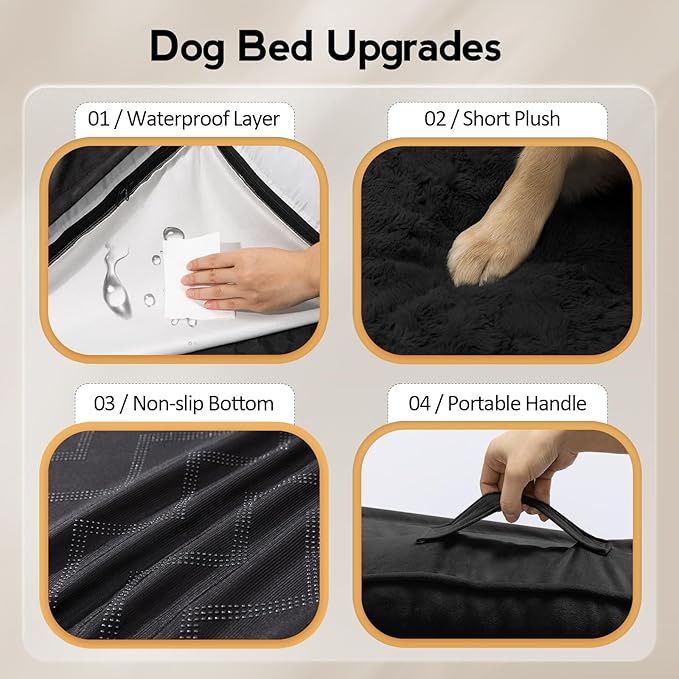 MEKIY Orthopedic Waterproof Dog Bed with Sides for Large Medium Dogs