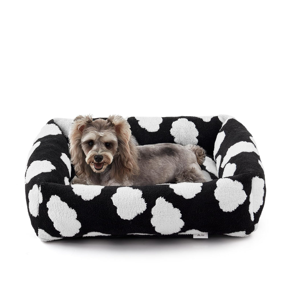 JOEJOY XL Dog Beds Large Sized Dog, Removable Washable Cover Orthopedic Soft Faux Rabbit Fur Pet Bed, Anti-Slip Fluffy Plush Faux Rabbit Fur Puppy Bed, 42"x36"x9", Leopard Print, Grey