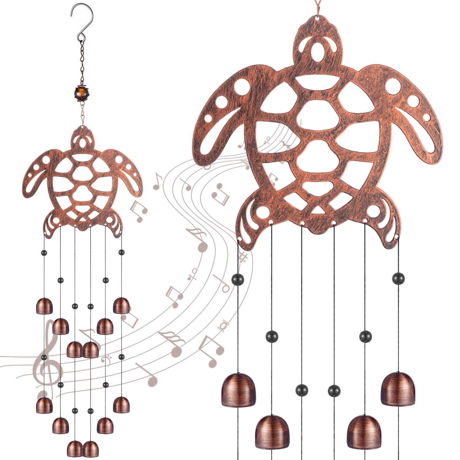 24 Inch Dachshund Metal Wind Chimes 12 Bells Bronze Cinnvoice,Sea Turtle