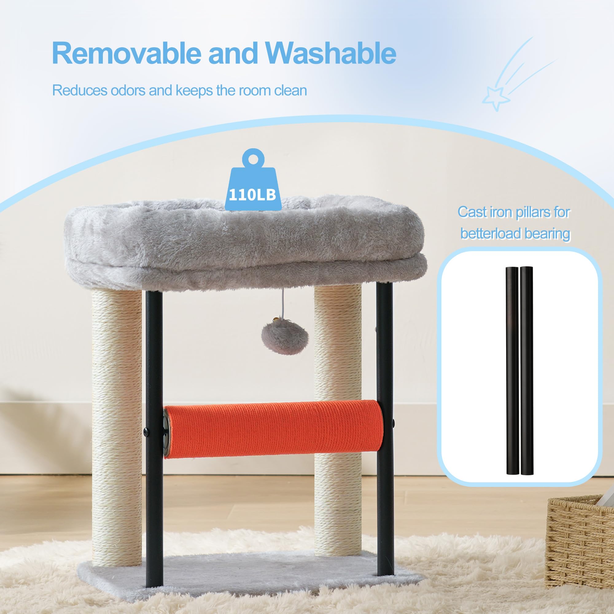Hey-brother Cat Tree, Sturdy Tower with Sisal-Wrapped Columns, MPJ010SW