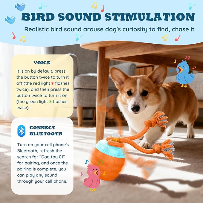 HVUATQ Interactive Dog Toys - Motion Activated Balls for Medium/Large Dogs, Automatic Moving Dogs Toy for Boredom, Interactive Dog Ball to Keep Them Busy(Light Orange)