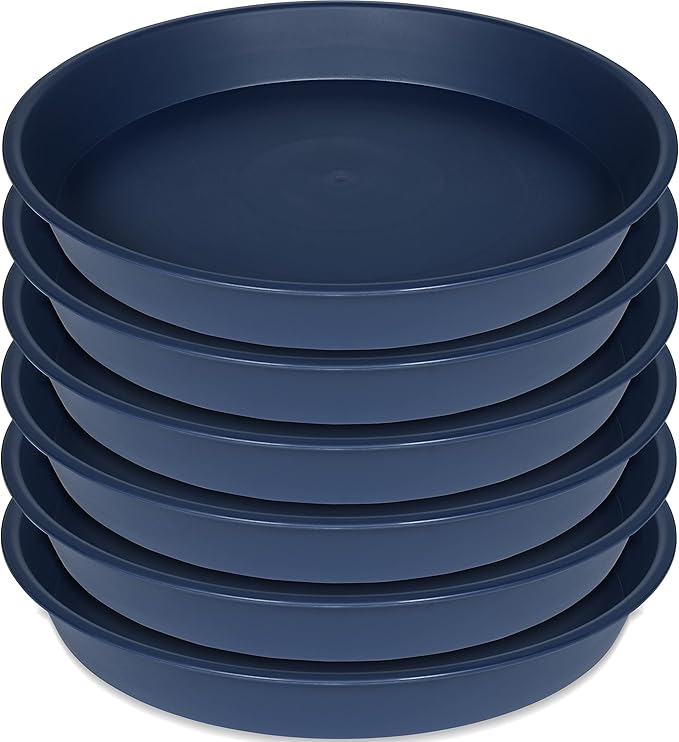 2 Pack of 10 inch Plant Saucer Gray, Heavy Duty Plastic Plant Saucer 10 inch Round, Durable Plant Tray for Pots, Plant Saucers for Indoors, Plant Trays for Planter 9"/10" (10", Blue)