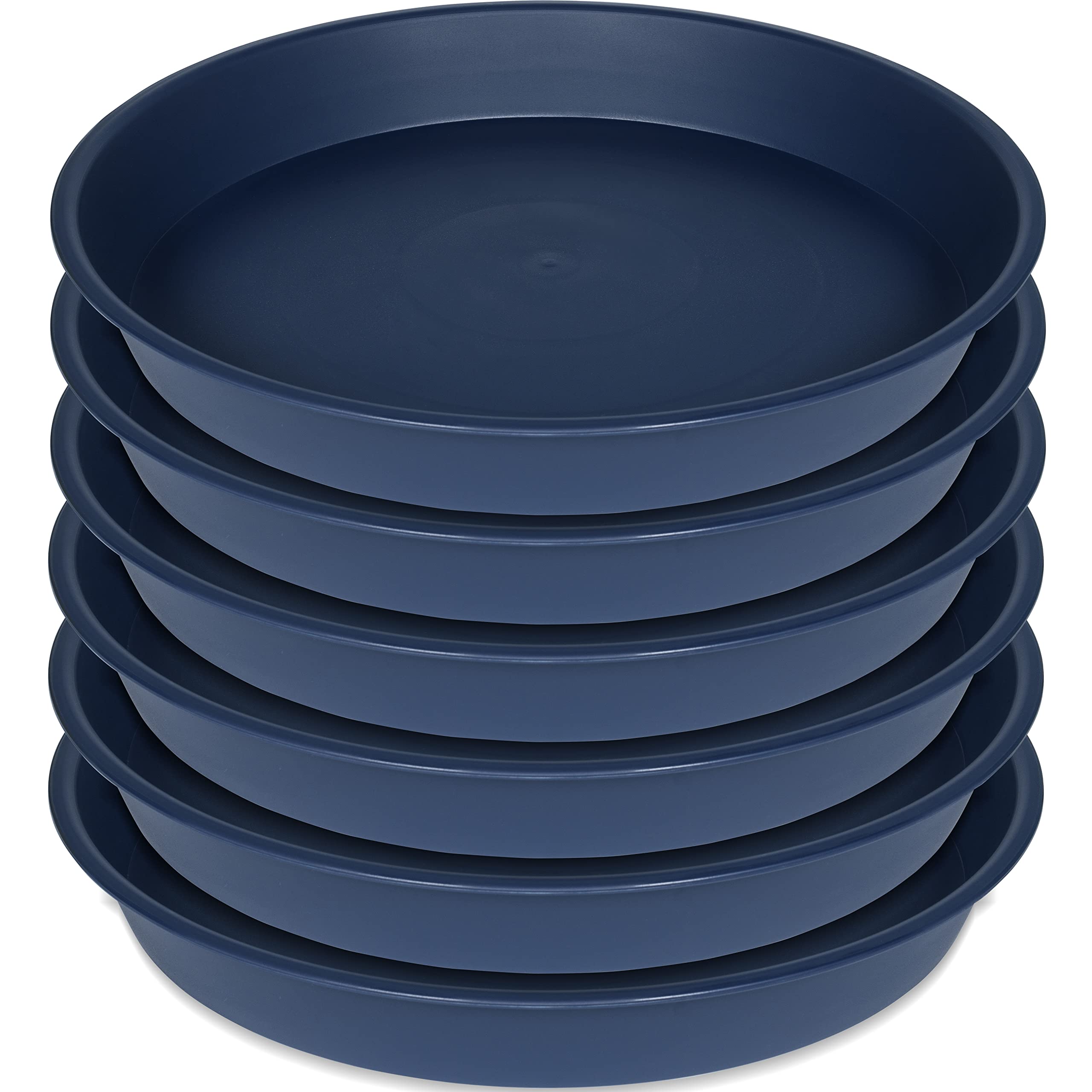 Bleuhome 6 Pack of 7 inch Plant Saucer, Heavy Duty Plastic Plant Water Tray 7 inch Round, Flower Plant Saucers for Indoors No Holes, Plant Dishes Saucer for Planter 7"/8" (7", Blue)
