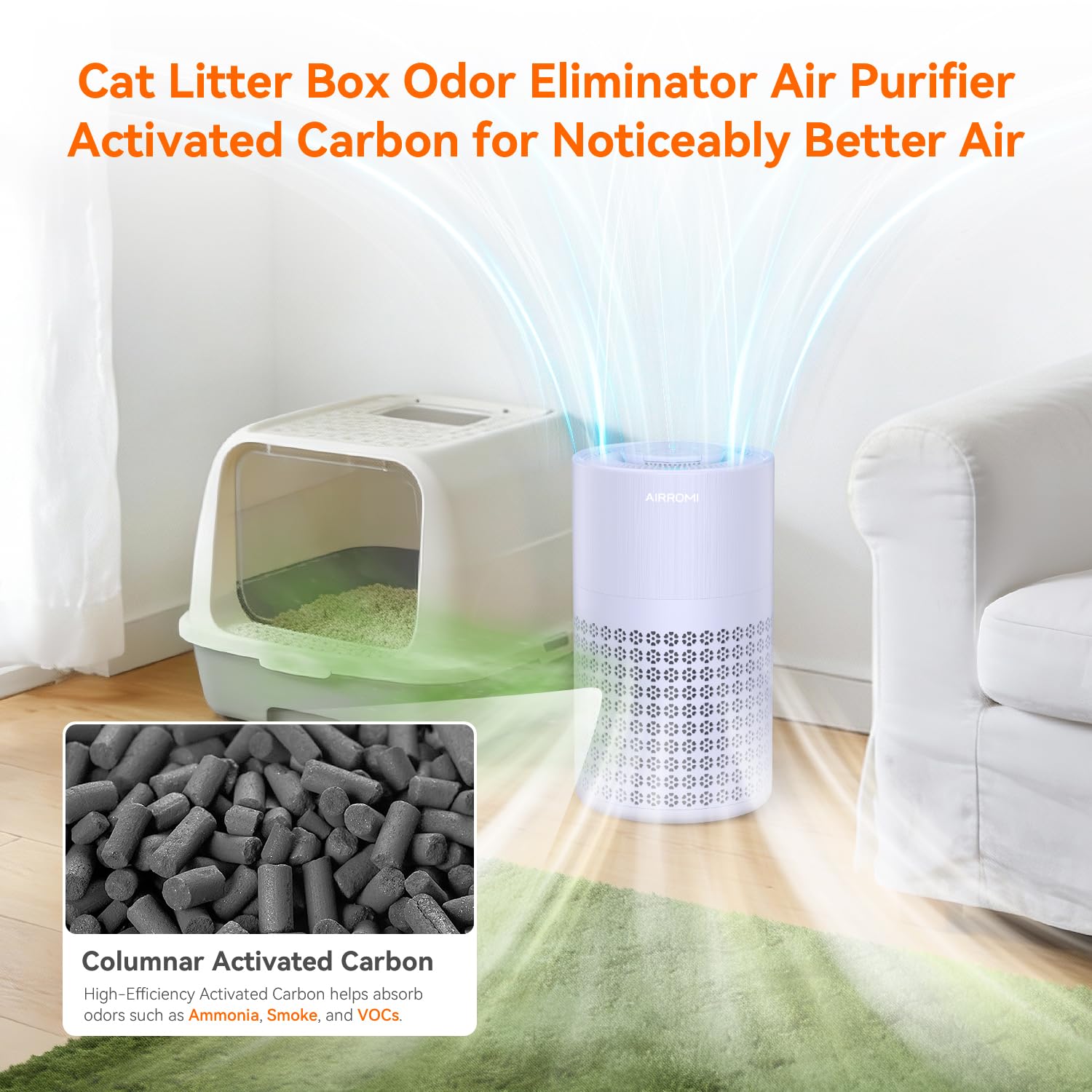 AIRROMI Air Purifier for Bedroom with A2001 Lavender Purple