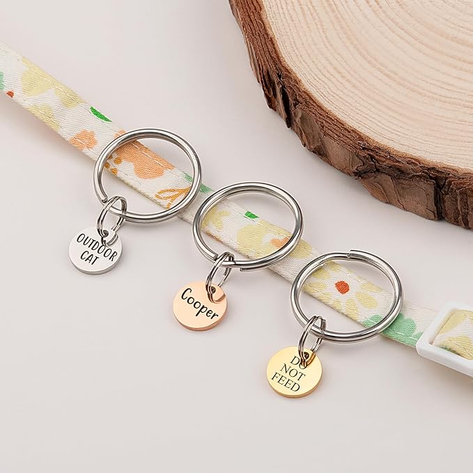 Anavia Small Size Dog Cat ID Tags, Small/XS Personalized Color Plated Stainless Steel Puppy Kitten Name Tags, Customized Engraved Nameplate Pet Collar Tag (Blue, XS-Round)