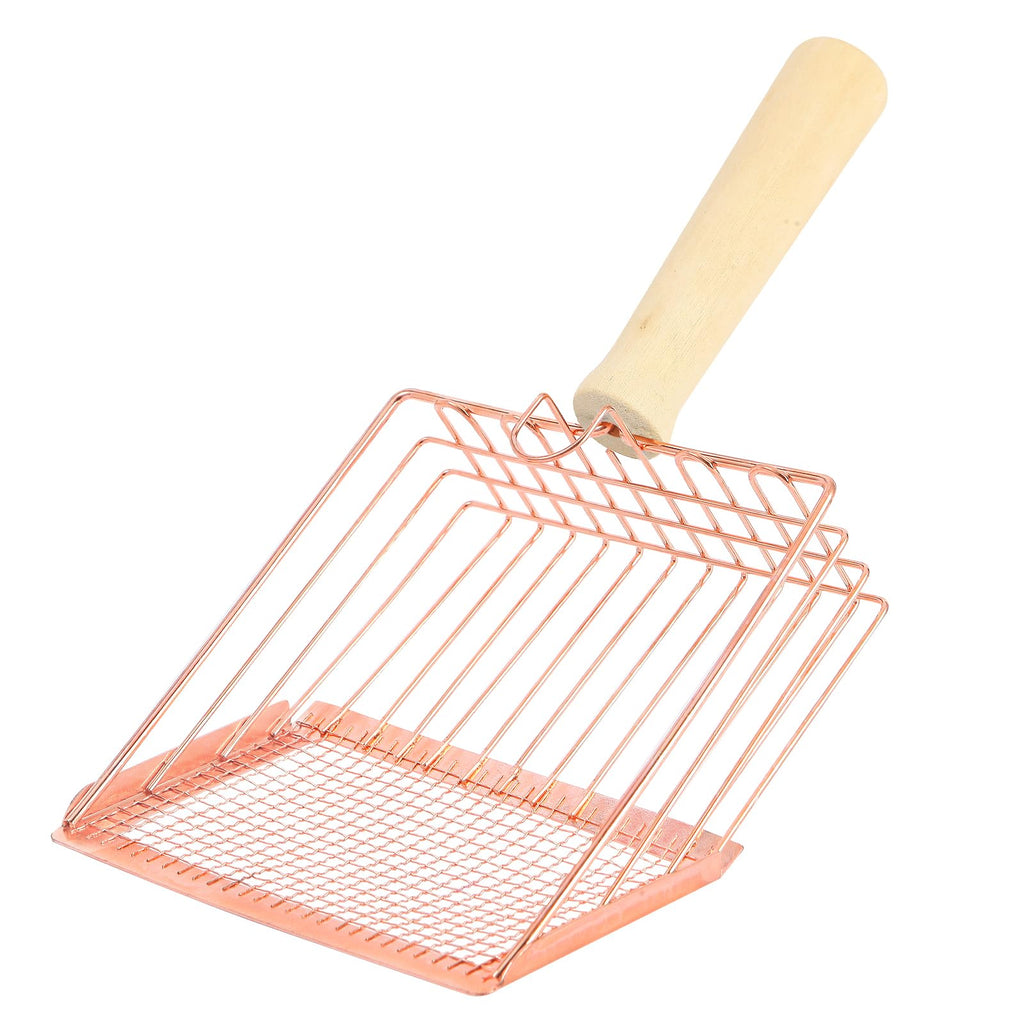 AFOLOREET Litter Scooper, Metal Litter Scoop, Pooper Scooper with Wooden Handle, Cat Litter Scoop, Metal Scooper & Speed Sifter Deep Shovel Scoop Filter,Kitten Pooper Lifter for Litter Box
