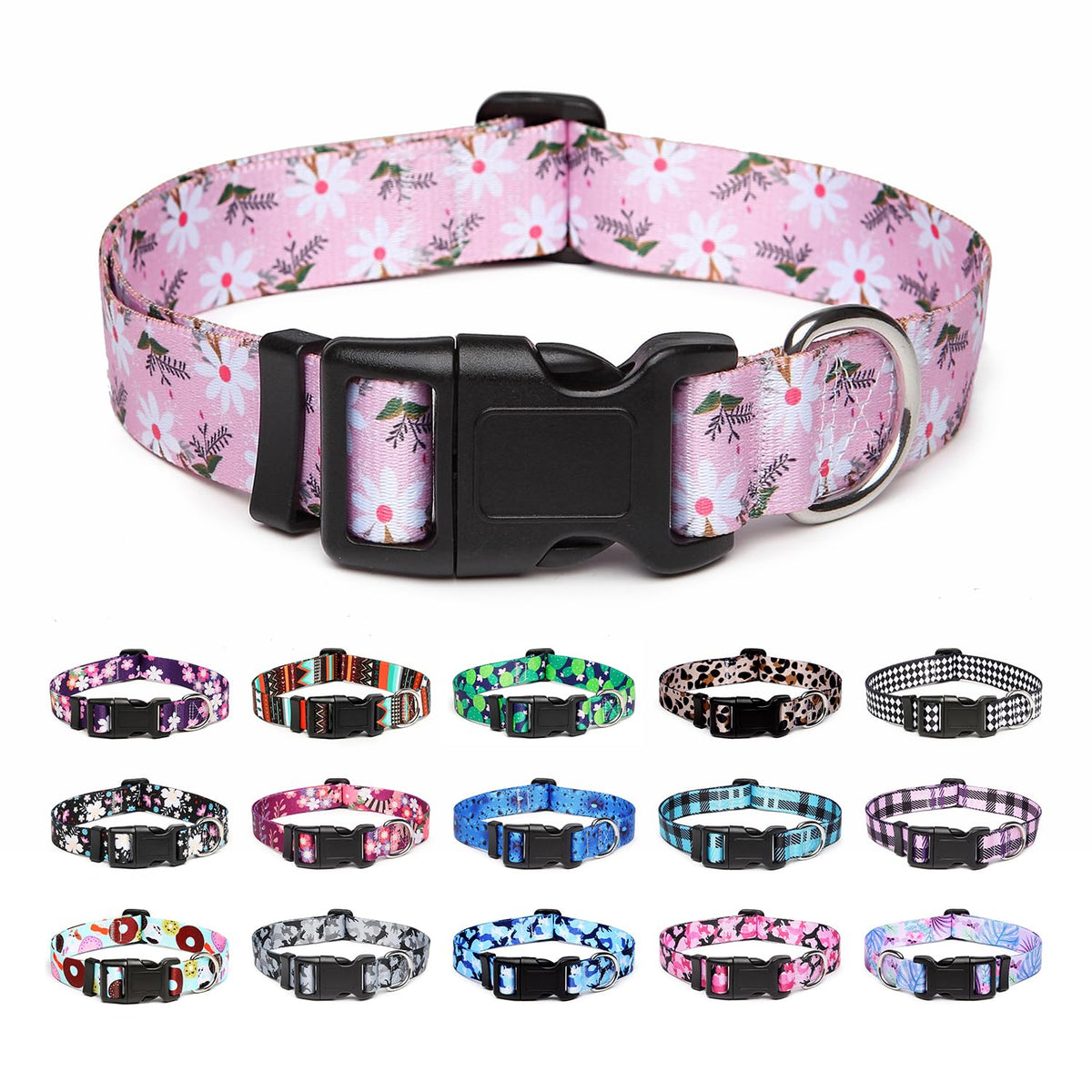 Mercano Adjustable Dog Collar - Special Design Patterns, Soft Nylon Comfortable Durable Pet Collar for Small Medium Large Dogs (L, Watermelon)