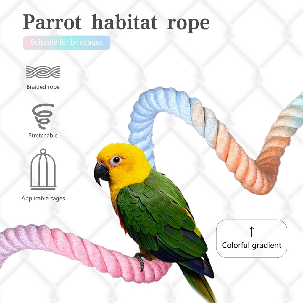 3pcs Gradient Colorful Bird Rope Perch Stand