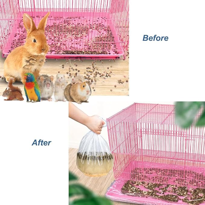50 Pcs Disposable Rabbit Cage Liner Plastic Toilet Film Leak-Proof for Small Animals Bunny Guinea Pig Bird Cage Liners Litter Box Crate Tray Drawer Quick Cleanup Essentials Indoor (Small)