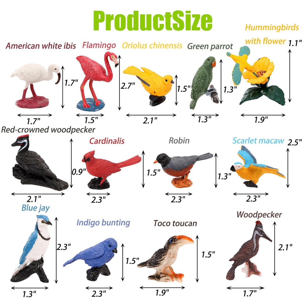 ZENFUN 29 Pieces Realistic Bird Animals Figurines, Mini Bird Model, Birds Cake Cupcake Topper, Parrot Figurine, Miniature Birds Animal Figure for Birthday Party Supply