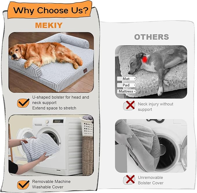 Orthopedic Waterproof Dog Bed for Extra Large Dog Sofa Comfy Pet Bed with Washable Removable Cover & Non-Slip Bottom