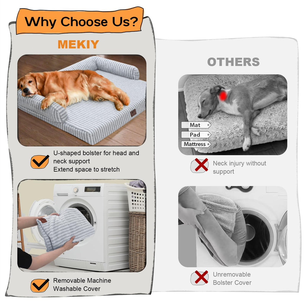 MEKIY Orthopedic XL Dog Bed with Bolster for Extra Large Size Dogs