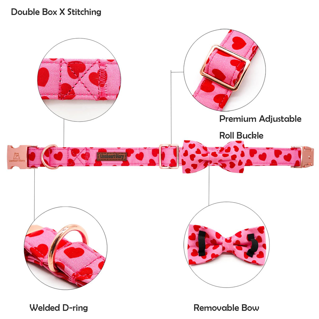 Lionheart Glory Valentine's Day Dog Collar with Bowtie for X-Large Dogs