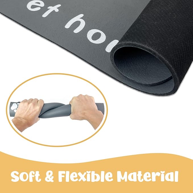 WENBOKMIN Dog Food Mat, Diatom Ooze Cat Water Mats Non Slip for Floors Waterproof and Water Absorption, Easy to Clean-Paw (15.5" H*23.5" L)