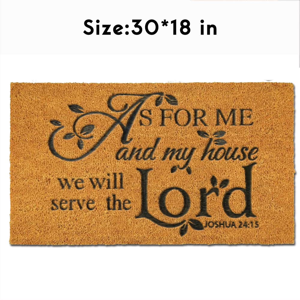 Coir Door Mat Outdoor Mats For Home Entrance,As FOR ME and My House We Will Serve The Funny doormats,Front Door mat,Indoor Entrance Embroidered Welcome Rubber Rugs Easter Home Decoration 30”x 18”