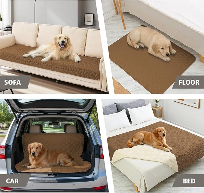 Ameritex Waterproof Pet Bed Cover Anti-Slip Dog Bed Blanket for Sofa and Furniture Waterproof New Pattern Design (Camel, 30x53 Inch (Pack of 1))