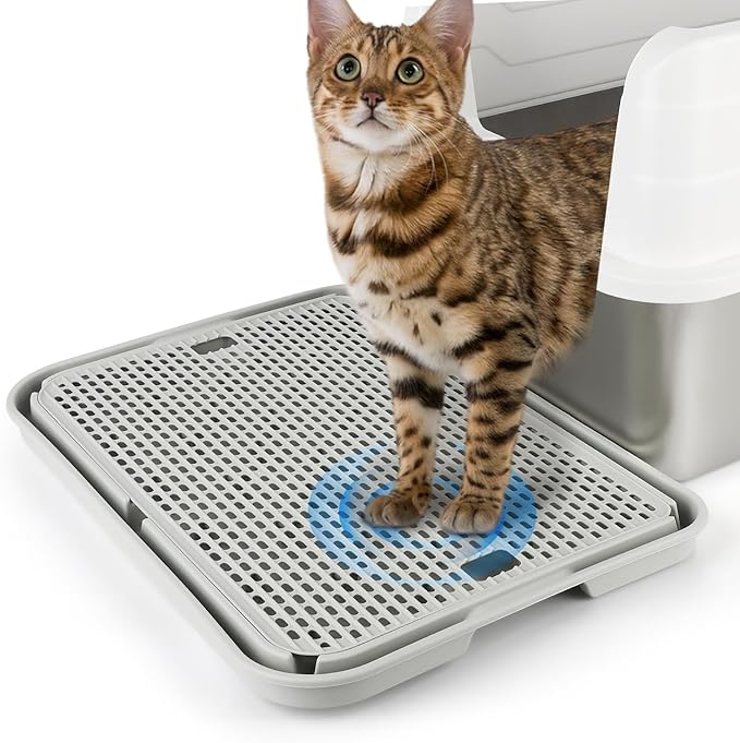 Cat Litter Box Step, Large Cat Step Ramp with Filter Function, Grey