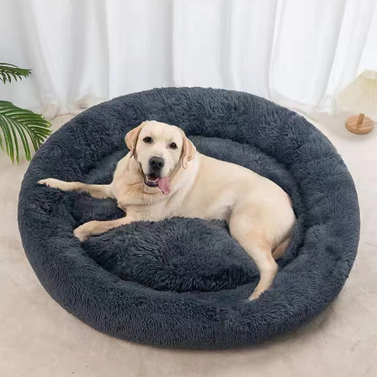 Dog Bed for Small Medium Large Dogs Cats, 20 inch Calming Washable-Round Cozy Soft Pet Bed for Puppy and Kitten with Slip-Resistant Bottom