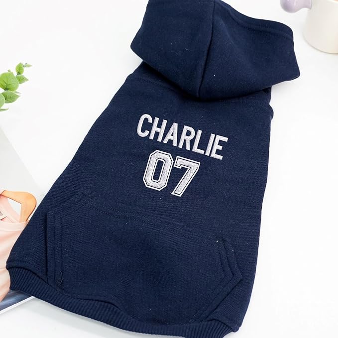 Personalized Name Dog Hoodie, Embroidered Hoodies Pets Name, Custom Pet Memorial, Bright Puppy Sweatshirt, Customized Pet Clothes Warm Winter Outfit for Dogs, Gift for Dog Lovers Style 3
