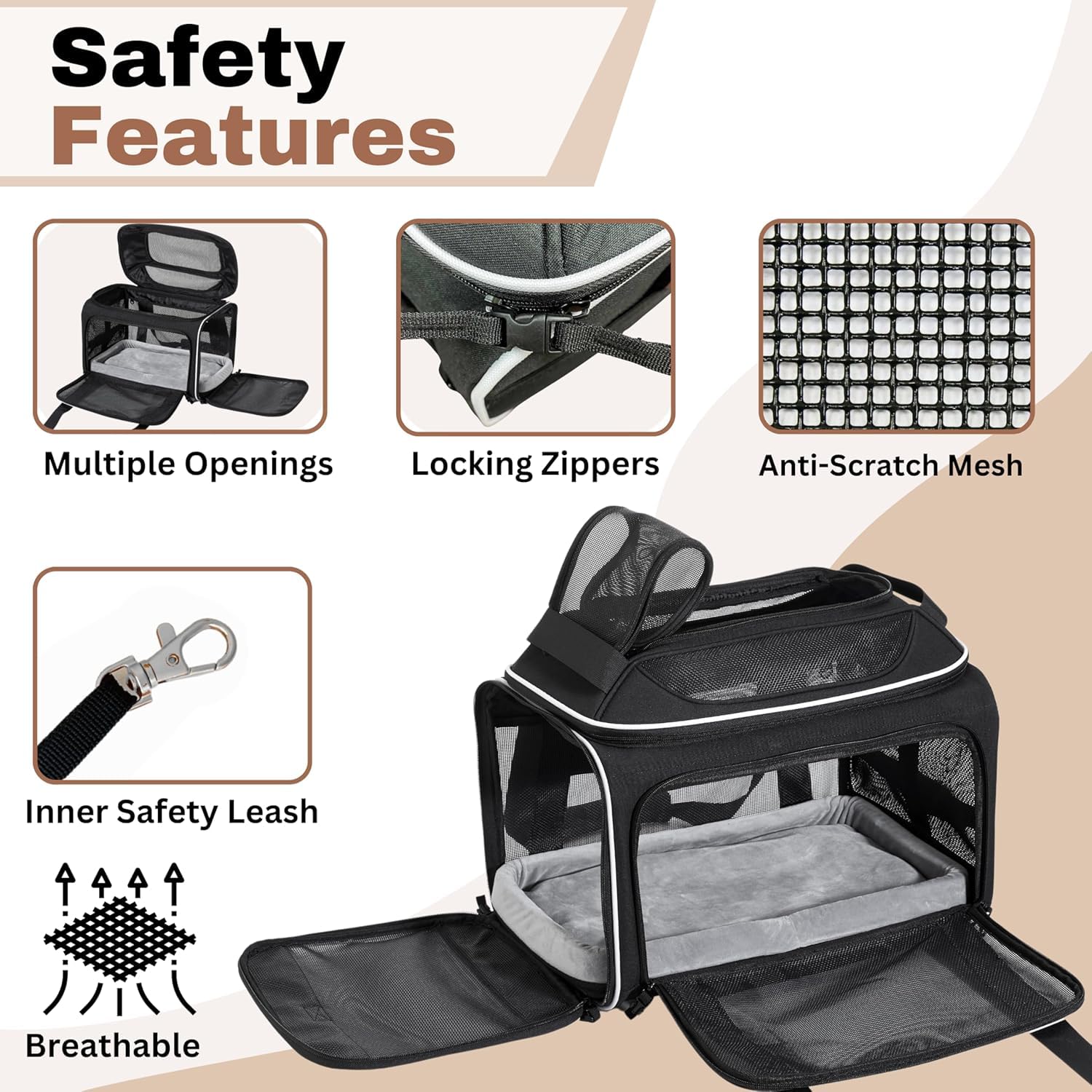 Cozy Cruiser Airline Approved Top-Expanding Pet Carrier on Wheels- Rolling Carrier- Designed for Dogs & Cats- Extra Spacious Soft Lined Carrier! 18x11x11 (Original Mesh Sides)