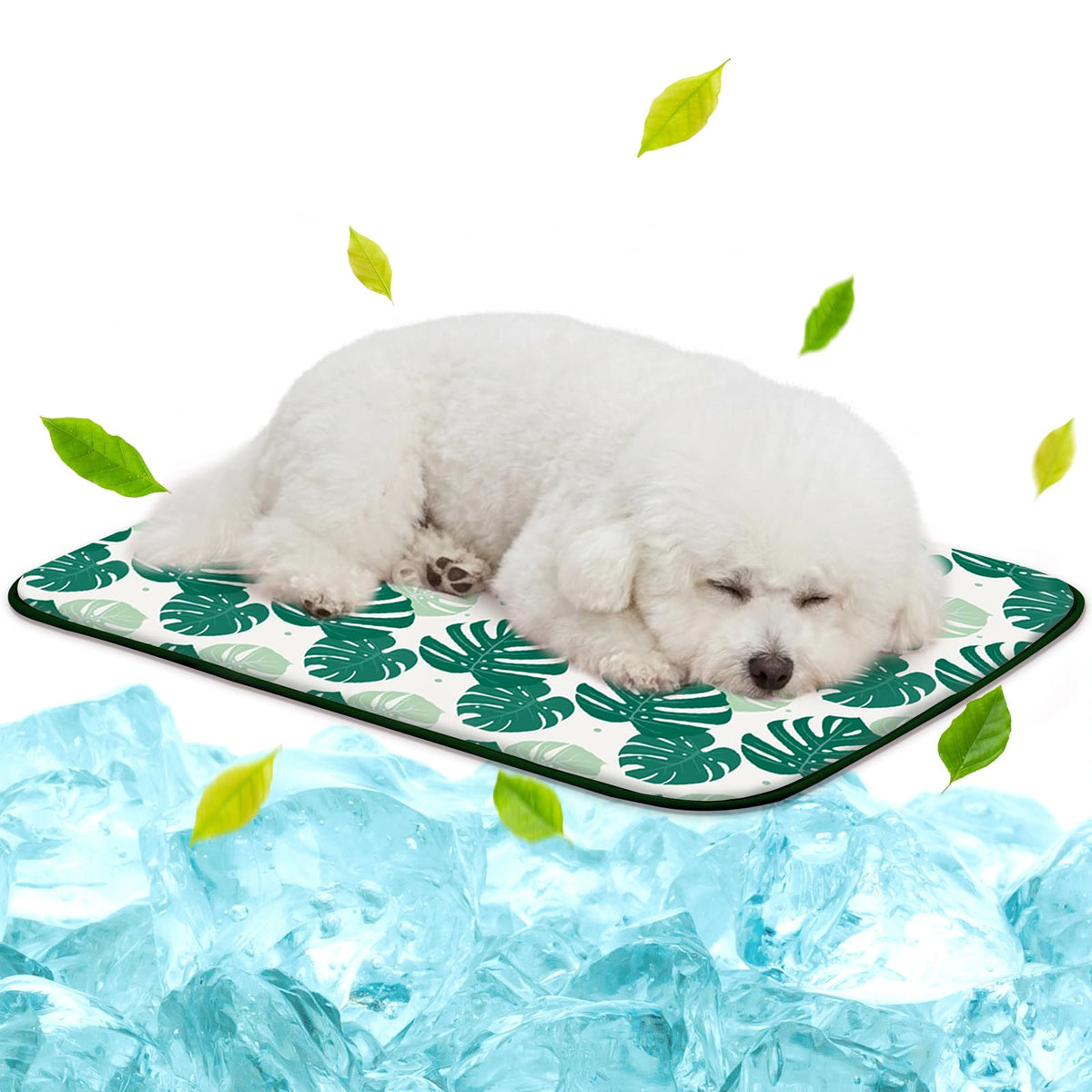 NWK Pet Cooling Mat Q-Max>0.345 Fabric for Dogs & Cats (Purple Fish, Large)