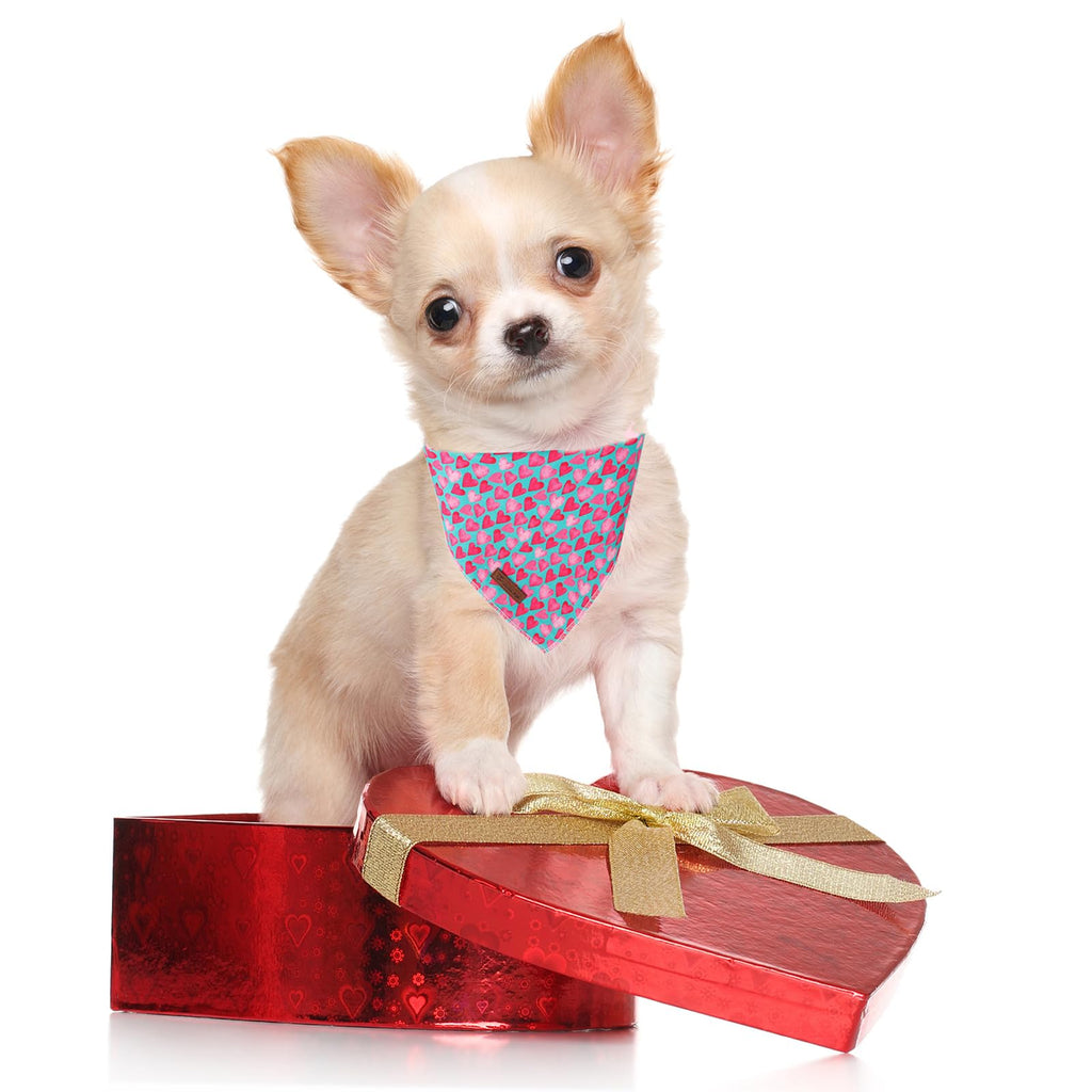UP URARA PUP Valentine Dog Bandana - Pink Heart Triangle Bib Scarf for Small Medium Pets, Cotton Kerchief for Girl Boy Dogs or Cats, Red Puppy Bandana
