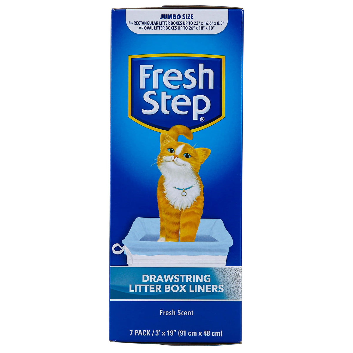 Fresh Step Drawstring Cat Litter Box Liners, Scented, 2.5 ft x 17 in, 7 Ct
