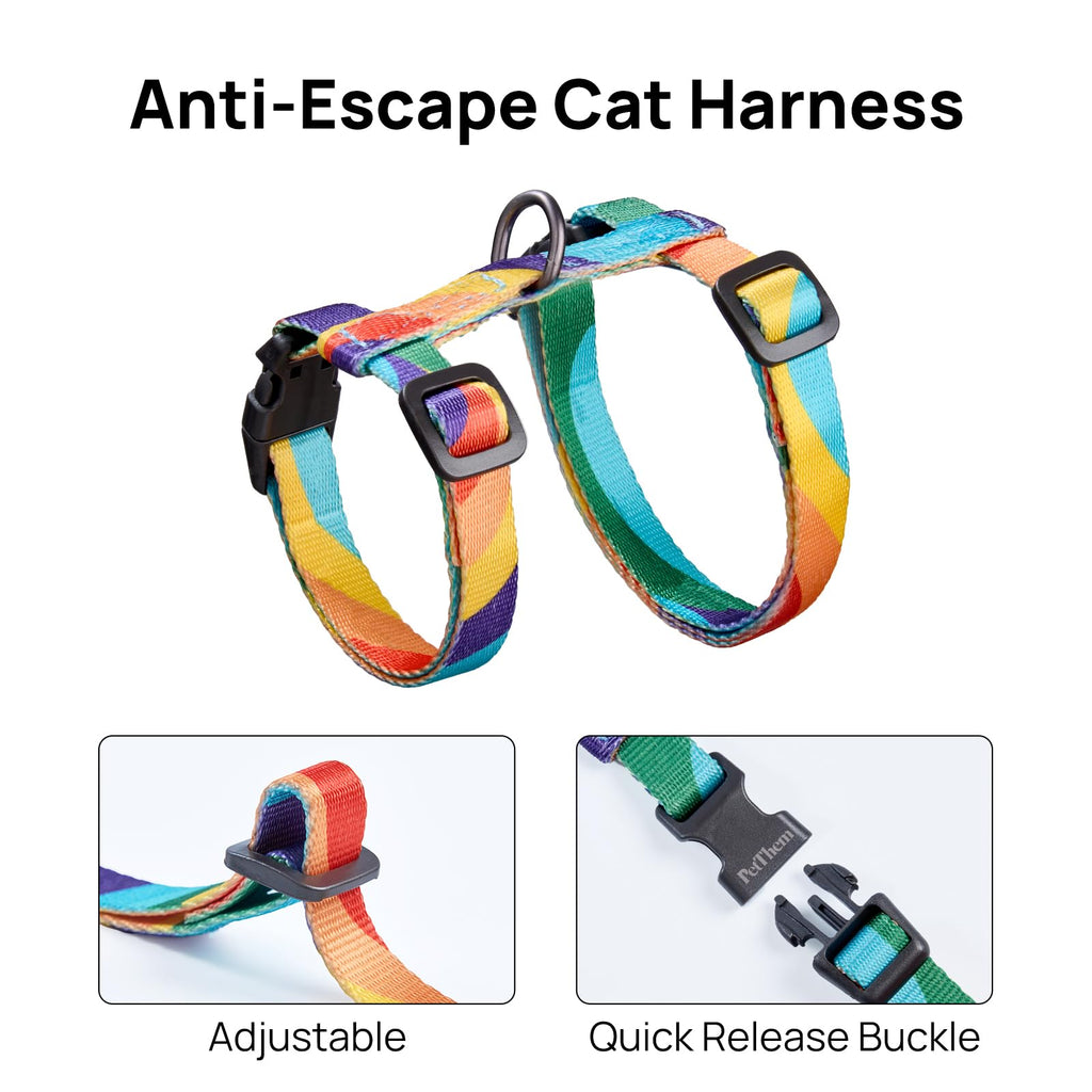 PetThem Adjustable Cat Harness and Leash Set Escape Proof (Yellow & Green)