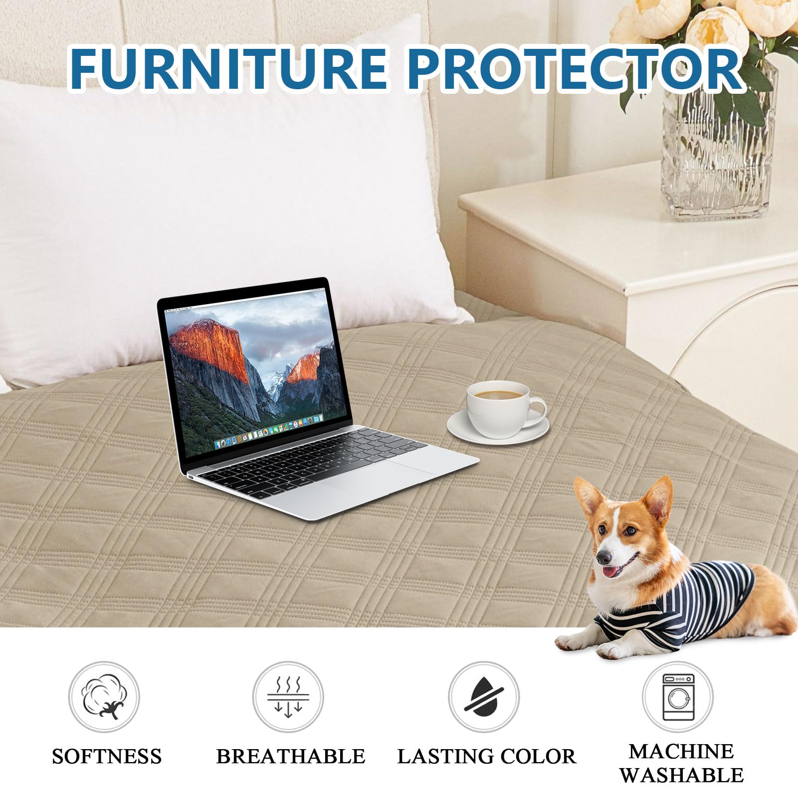 hyha Waterproof Reversible Dog Blanket, Soft Couch Cover for Dogs Washable
