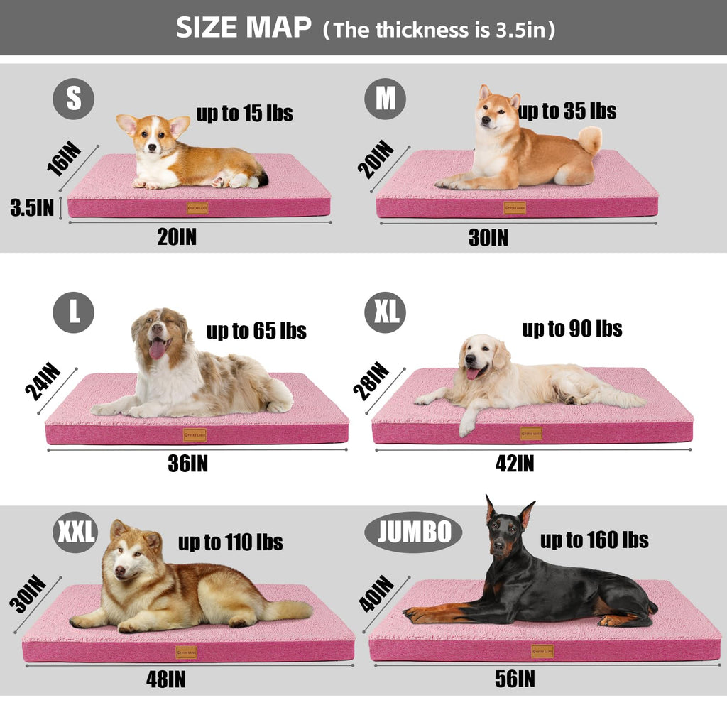 Patas Lague Orthopedic Large Dog Bed Washable Pet Sofa Mat 42''X28'' Pink