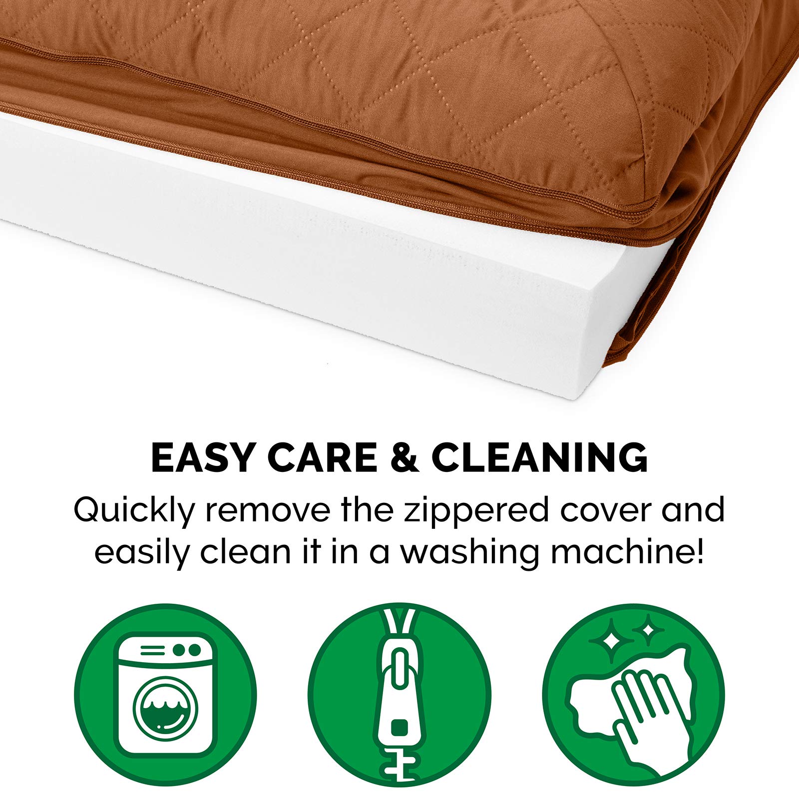 Furhaven Orthopedic Dog Bed for Large Dogs w/ Removable Bolsters & Washable Cover, For Dogs Up to 125 lbs - Quilted Sofa - Toasted Brown, Jumbo Plus/XXL